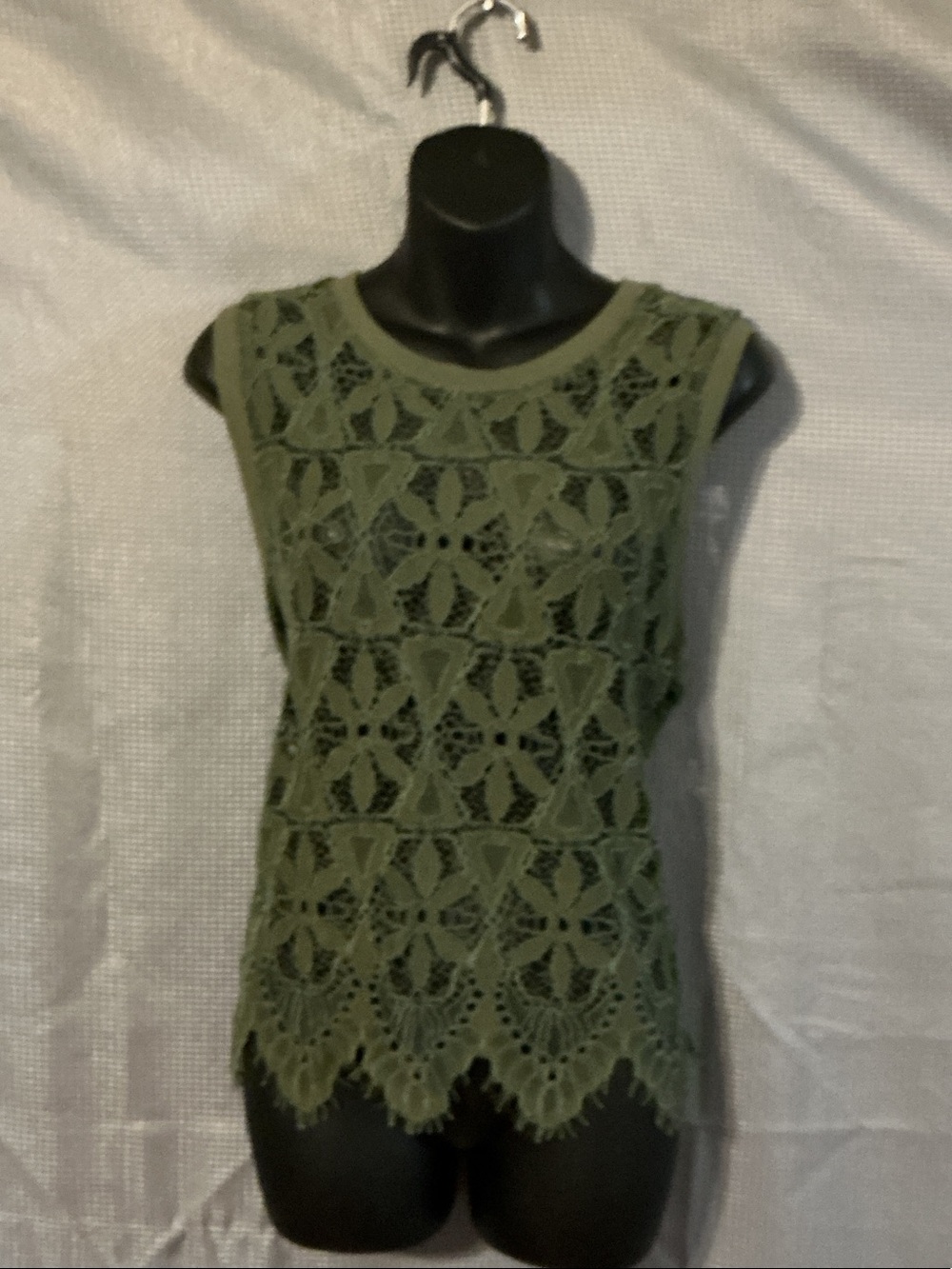 Anthropologie Olive Green Crochet Tank Top